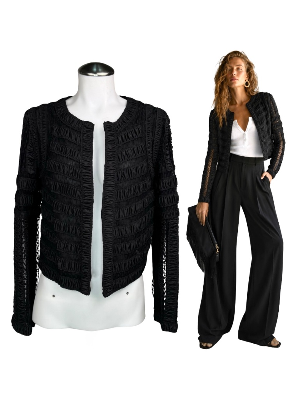 $589 DIANE VON FURSTENBERG "Matilda" Black Jacket Size 6